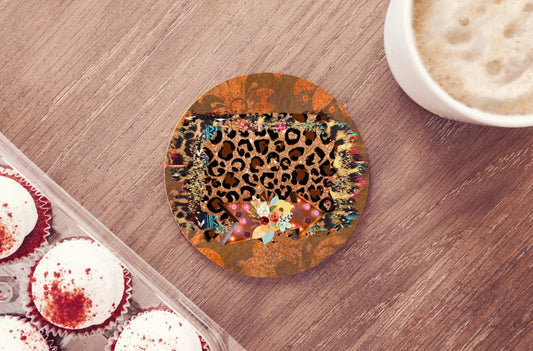 Cheetah Inlay Car Coasters