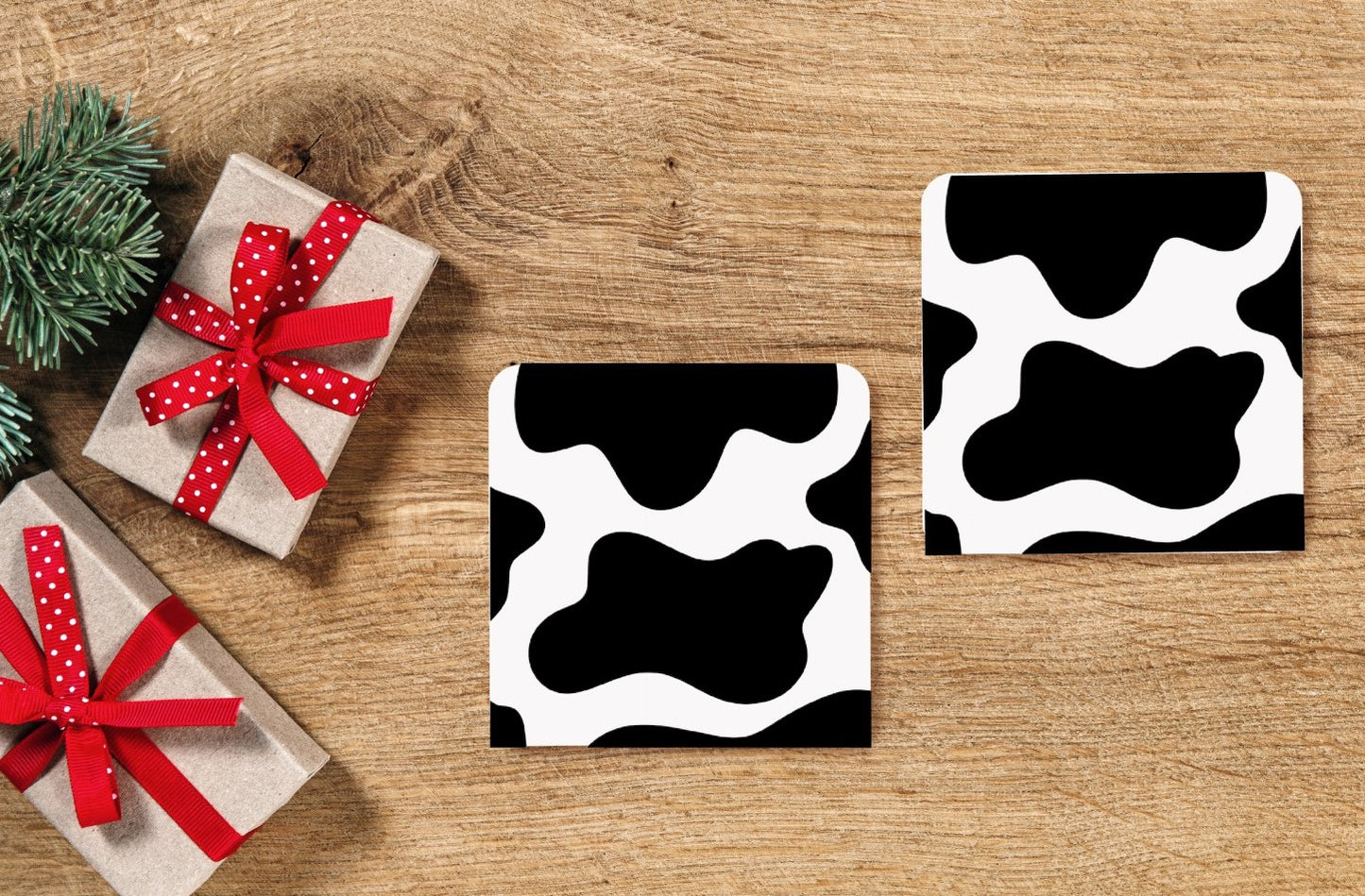 Cow Print Car Coasters