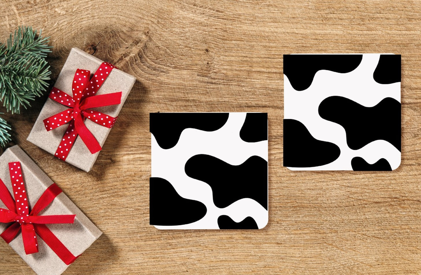 Cow Print Car Coasters