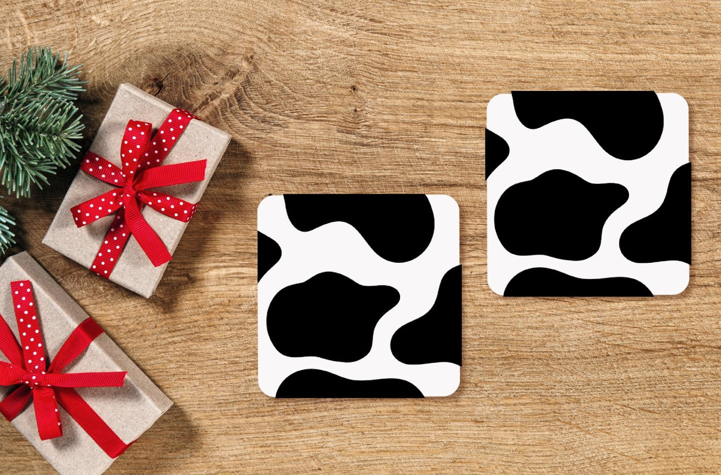 Cow Print Car Coasters