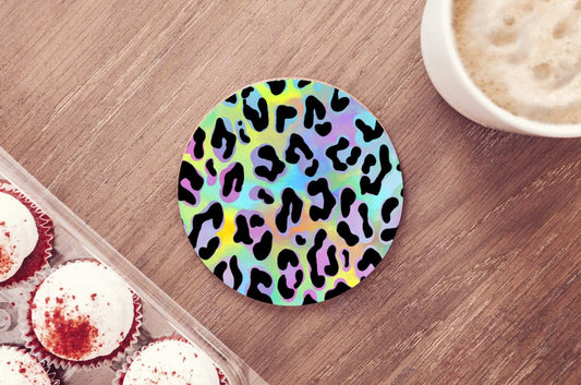 Rainbow Cheetah Car Coasters